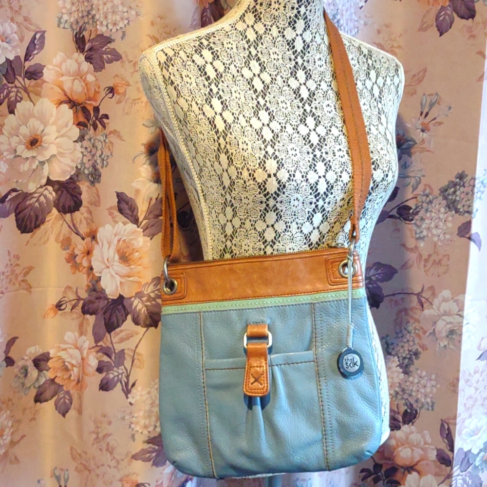 The Sak Blue Teal Brown Purse